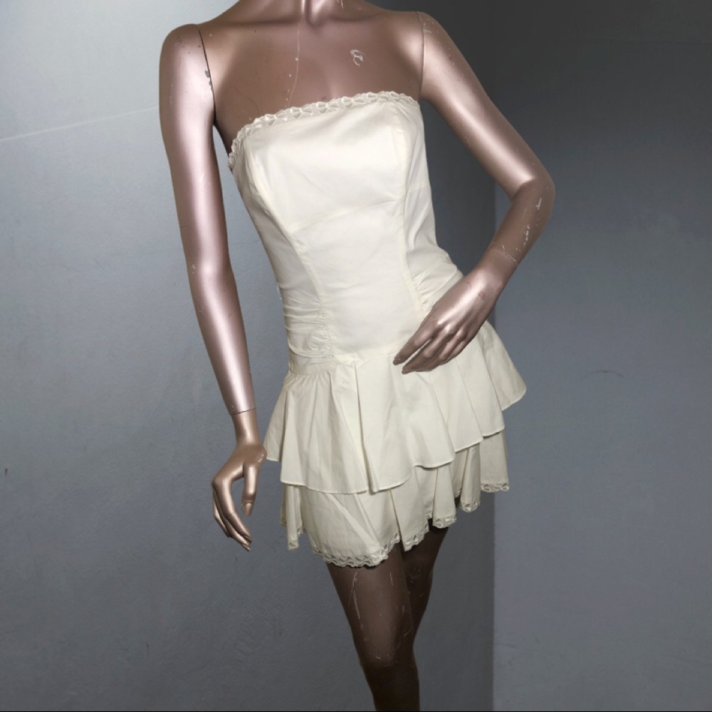 Betsey Johnson Bustier Y2K Cotton Strapless Dress - Picture 1 of 13